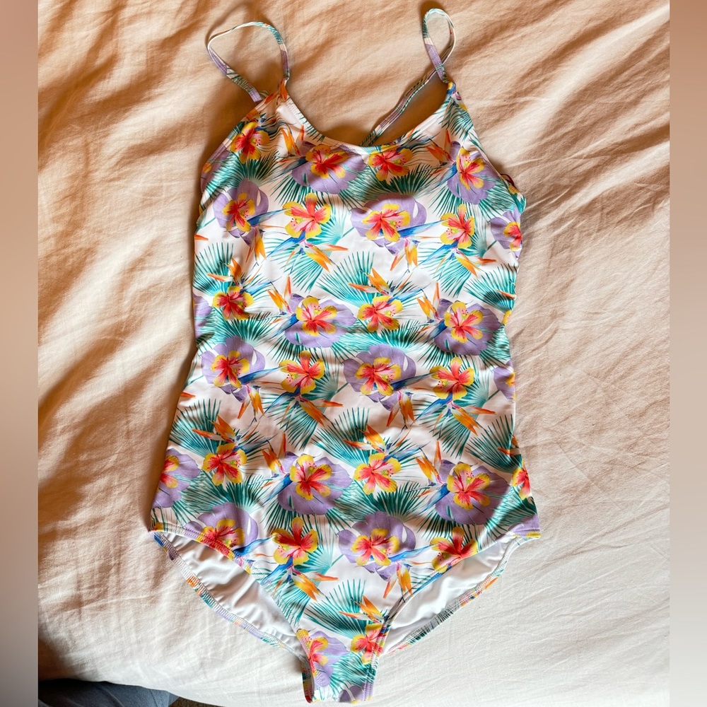 Tropical one piece swimsuit
